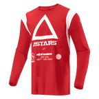 Alpinestars Techdura Trikot, Motocross- und Enduro-Trikot, Leuchtendes Rot, mit weißem Dreieck und ASTARS-Branding auf der Brust, langärmliges feuchtigkeitsableitendes Poly-Gewebe für Offroad-Fahrten