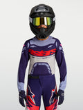 Alpinestars Supertech Jugend-Trikot Dyna, lila-graues Motocross-Trikot mit athletischer Rennpassform und Mesh-Gewebe.