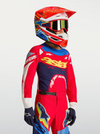 Alpinestars Supertech Jugend-Trikot Dyna, Motocross-Renntrikot für Kinder, Rot und Navyblau, aus leichtem Performance-Mesh-Material.