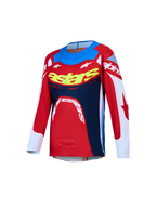 Alpinestars Supertech Jugend-Trikot Dyna 2027, MX-Trikot, Rot, Weiß und Blau, Stretch-Mesh mit lasergeschnittenen Perforationen.