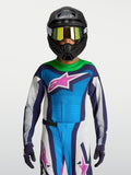 Alpinestars 2027 Youth Supertech Maven Jersey, blue and white motocross jersey for competitive racing.