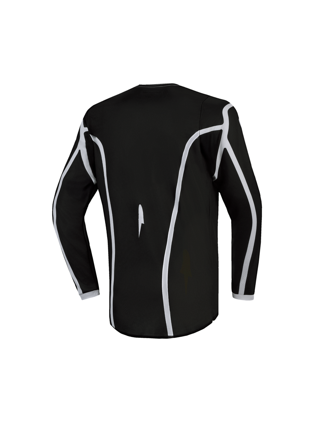 Alpinestars Fluid Apex V2 Jugend-Trikot, Motocross-Trikot in Schwarz und Silber, Rückansicht mit ergonomischem Design.