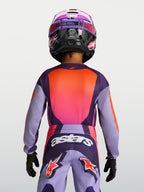 Alpinestars Youth Fluid Hunt Jersey, purple and pink kids motocross gear with moisture-wicking fabric and ergonomic fit.
