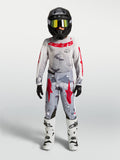 Alpinestars 2027 Jugend Fluid Lone Trikot und Gear Set, Grau Camo und Feuerrot, Motocross-Ausrüstung für Offroad-Rennen.