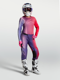 Stella Fluid Kepler Hose und Gear Set, Damen-Motocross-Outfit, Lila und Rot mit Farbverlauf, sportliche Offroad-Passform.