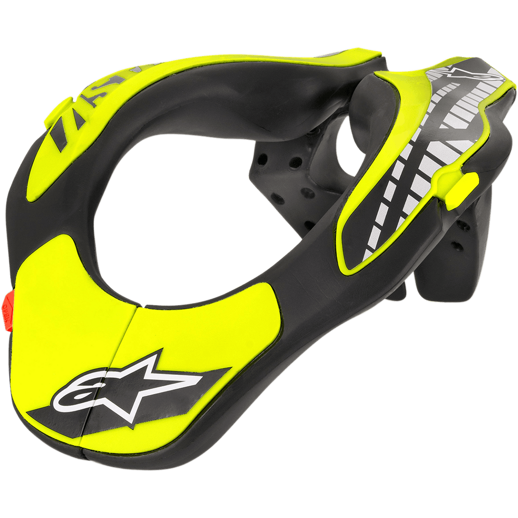 Alpinestars Youth Neck Support, Jugend-Nackenschutz für Motocross, Schwarz und Gelb Fluo, mit einem ergonomisch profilierten Rahmen und Alpinestars Stern-Logo, leichte Konstruktion für Jugend-Motocross- und Offroad-Schutz