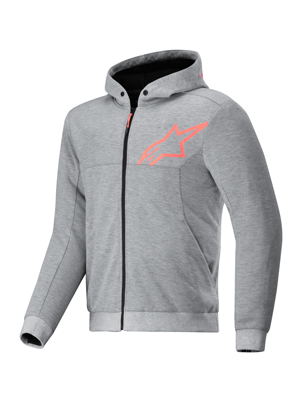 Alpinestars Chrome V2 Sport Kapuzenjacke, Urban Riding, Grau Meliert und Neonrot, Tech-Air Ready, Textil, CE-zertifiziert.