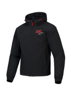 Alpinestars MM93 Radium Tech Kapuzenjacke, urbane Motorradjacke in Schwarz mit roten Akzenten, winddichte 3L-Techshell und Nucleon Flex Plus CE-zertifizierter Schulter- und Ellbogenschutz