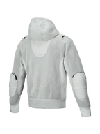 Alpinestars Moflow Air Tech Kapuzenjacke, graue Mesh-Motorradjacke für Herren, Tech-Air Ready, urbanes Design, Rückansicht.