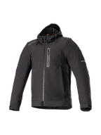 Alpinestars Neo Wasserdichte Kapuzenjacke, schwarze Herren-Motorradjacke aus Softshell, urbaner Stil und Tech-Air Ready.
