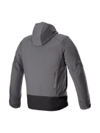 Alpinestars Neo Wasserdichte Kapuzenjacke, graue Urban-Motorradjacke aus Softshell mit vertikalem Branding.