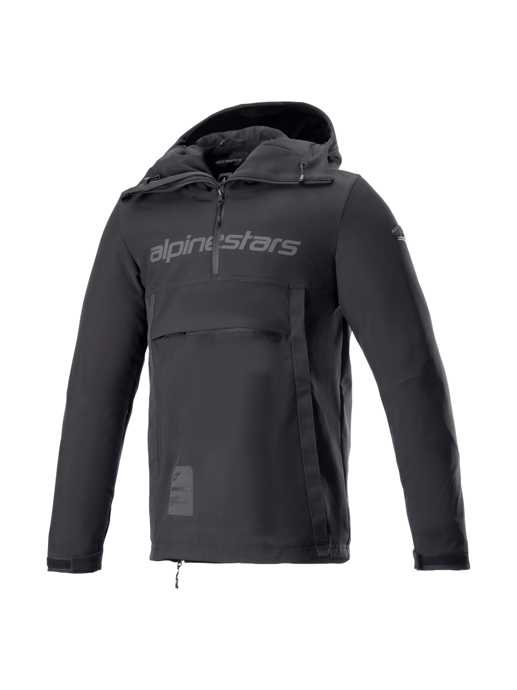 Alpinestars Sherpa Kapuzenjacke, schwarzer Softshell-Motorrad-Anorak für Herren, winddichte Urban Riding Jacke, Tech-Air® Ready.