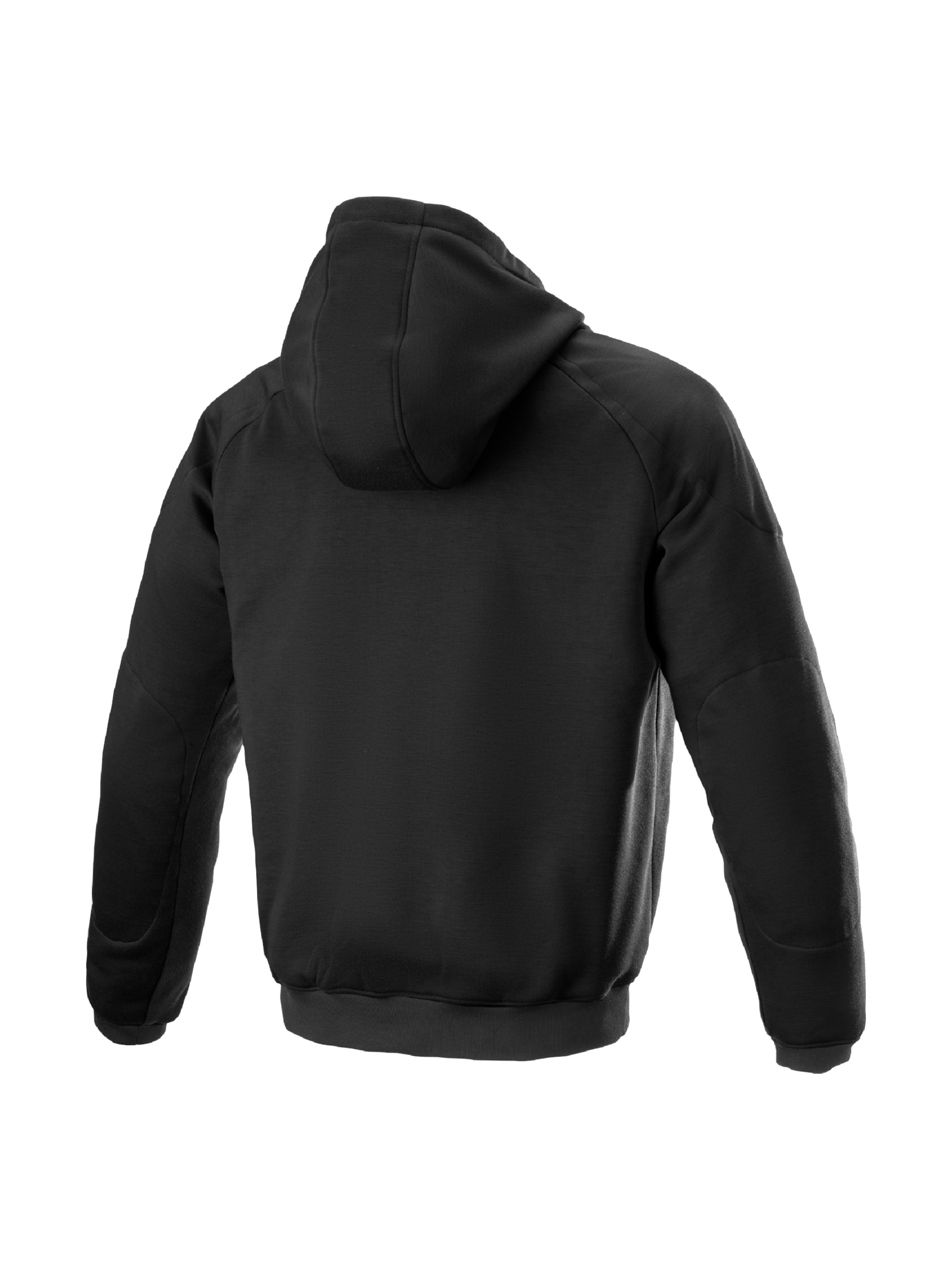Alpinestars Ageless Kapuzenpullover, schwarze urbane Textil-Motorradjacke mit internem Schutz, Rückansicht.