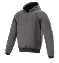 Alpinestars Ageless Hoodie, urbaner Motorrad-Hoodie, Asphalt Melange Grau mit schwarzen Bündchen, geprägtes Stern-Logo auf der Brust, Kängurutasche vorne, schützende Freizeit-Fahrausrüstung