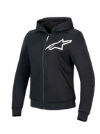 Alpinestars Stella Chrome V2 Sport Kapuzenjacke, Damen-Motorradjacke, Schwarz und Weiß, CE-zertifiziert mit Aramid-Verstärkungen