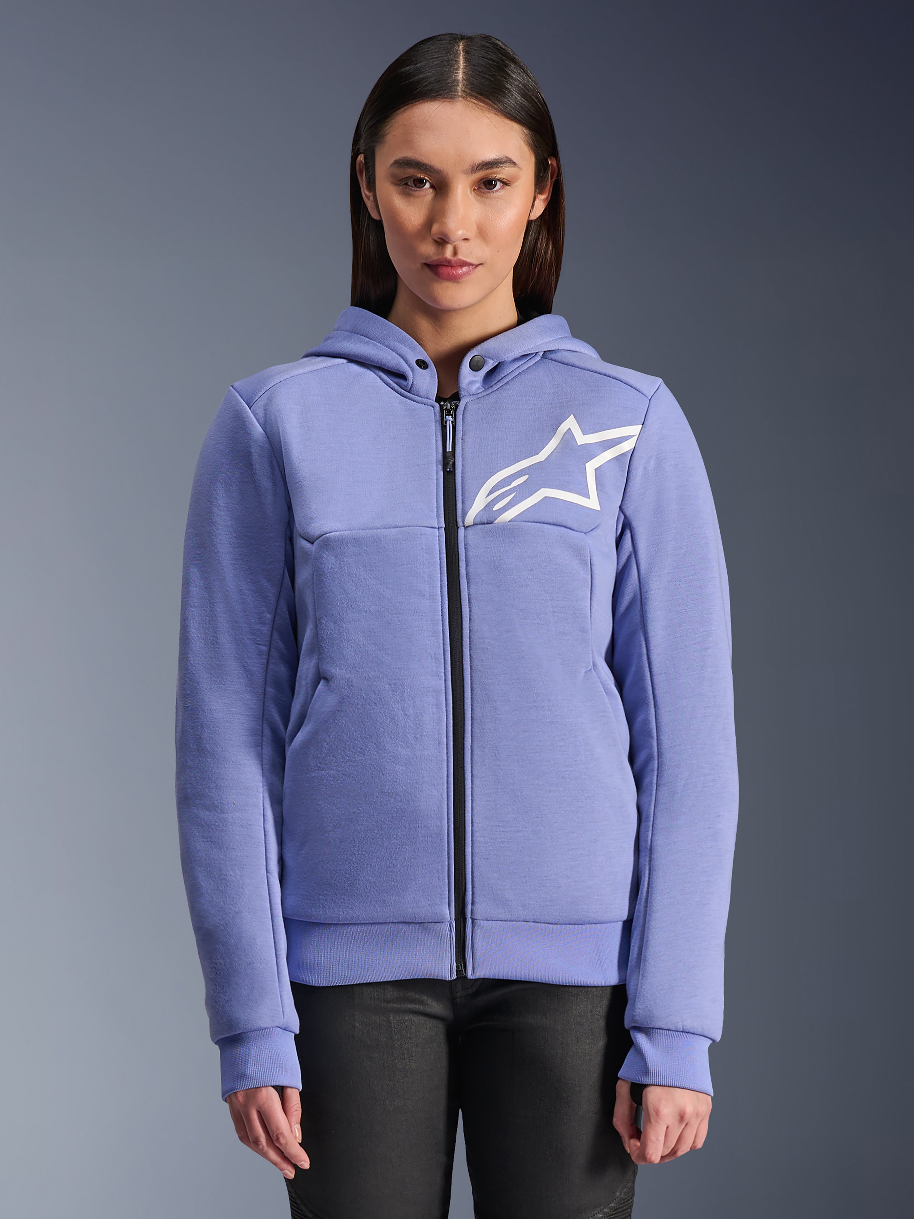 Stella Chrome V2 Sport - Blue Motorcycle Hoodie | Alpinestars®