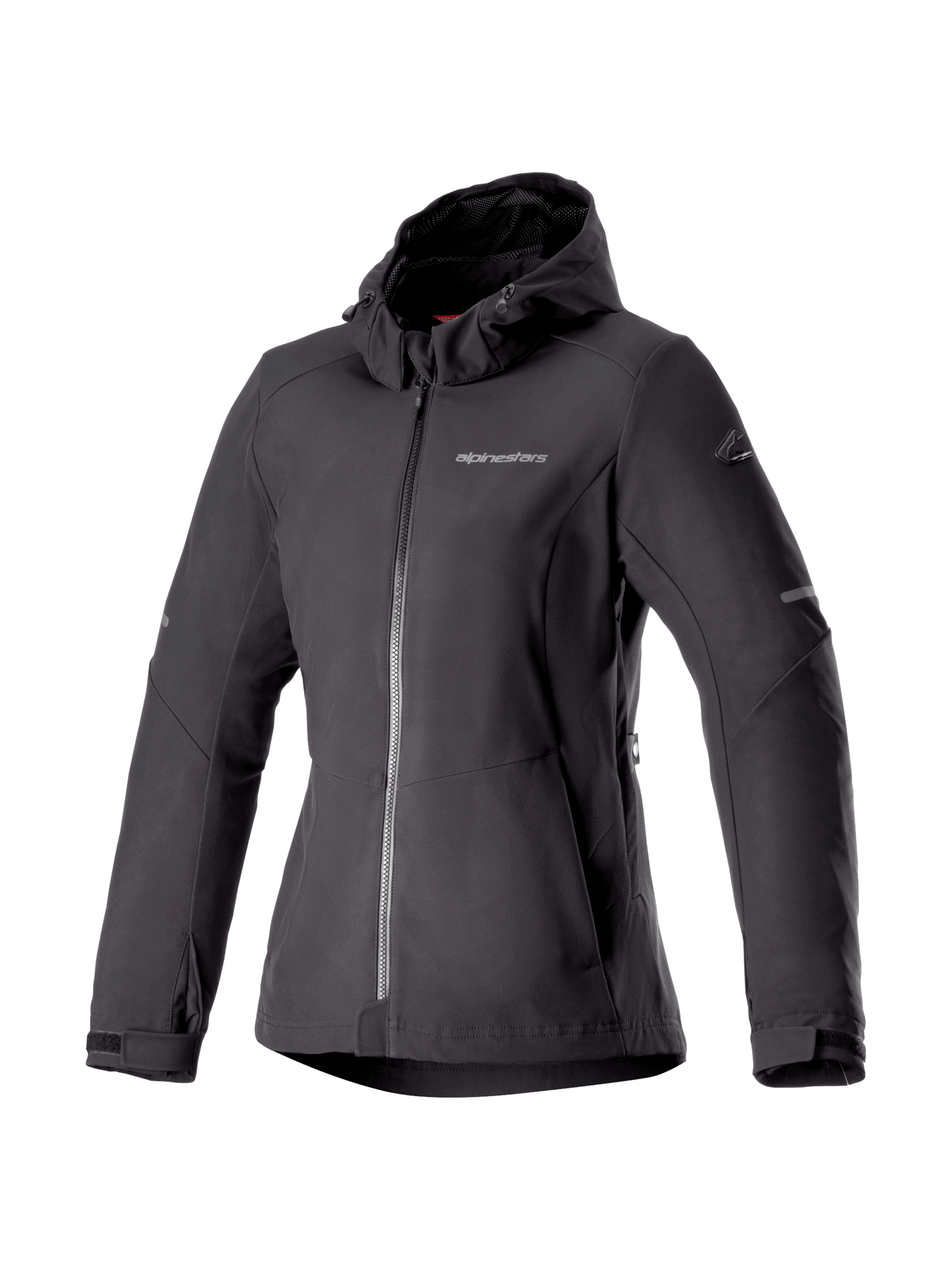 Alpinestars Stella Neo Wasserdichte Kapuzenjacke, Damen-Motorradjacke, Schwarz, schützendes Softshell, CE-zertifiziert.