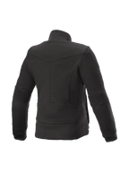 Alpinestars Banshee Damen-Fleecejacke, schwarze Urban-Motorradjacke mit Kevlar-Schutz und Rippendetails, Rückansicht.
