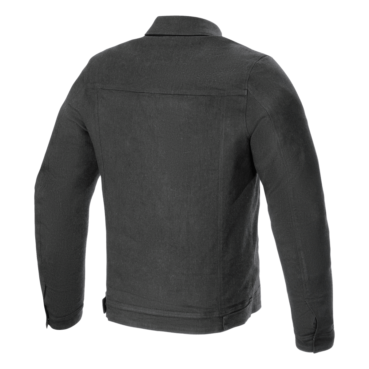 Alpinestars Garage Jacket, Back View, Smoke Gray, Urban Denim Motorcycle Jacket, featuring a horizontal back yoke and vertical seam detailing, workwear-inspired style for road riding.