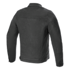 Alpinestars Garage Jacket, Back View, Smoke Gray, Urban Denim Motorcycle Jacket, featuring a horizontal back yoke and vertical seam detailing, workwear-inspired style for road riding.