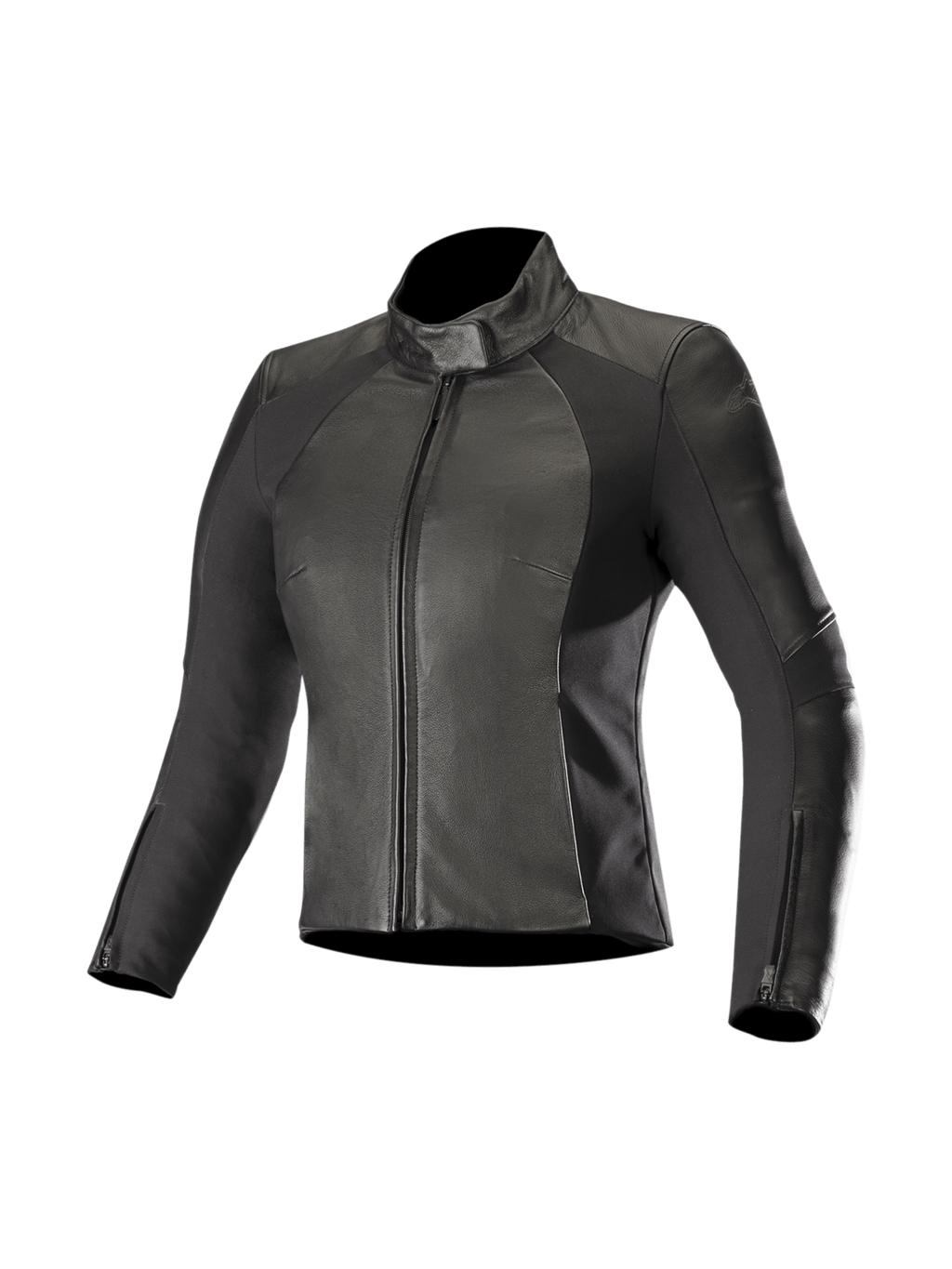 Alpinestars Stella Vika V2 Lederjacke, Damen-Motorradjacke, Schwarz, Leder mit Aramid-Stretch-Einsätzen, CE-zertifiziert