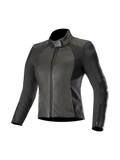 Alpinestars Stella Vika V2 Lederjacke, Damen-Motorradjacke, Schwarz, Leder mit Aramid-Stretch-Einsätzen, CE-zertifiziert