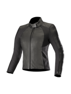 Alpinestars Stella Vika V2 Lederjacke, Damen-Motorradjacke, Schwarz, Leder mit Aramid-Stretch-Einsätzen, CE-zertifiziert