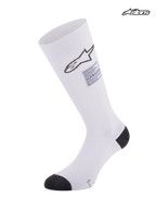 Alpinestars ZX V4 Socken, feuerfeste Autosocken, Weiß und Schwarz, FIA-zertifiziert, nahtlose Aramid-Konstruktion mit gradueller Kompression