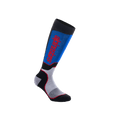 Alpinestars Youth MX Plus Socken, Motocross-Kniestrümpfe, Schwarz, Royalblau und Grau, mit vertikalem rotem Alpinestars-Logo, gerippte Kompressionspassform mit verstärktem Fersen- und Zehenbereich, Performance-Ausrüstung für junge Fahrer