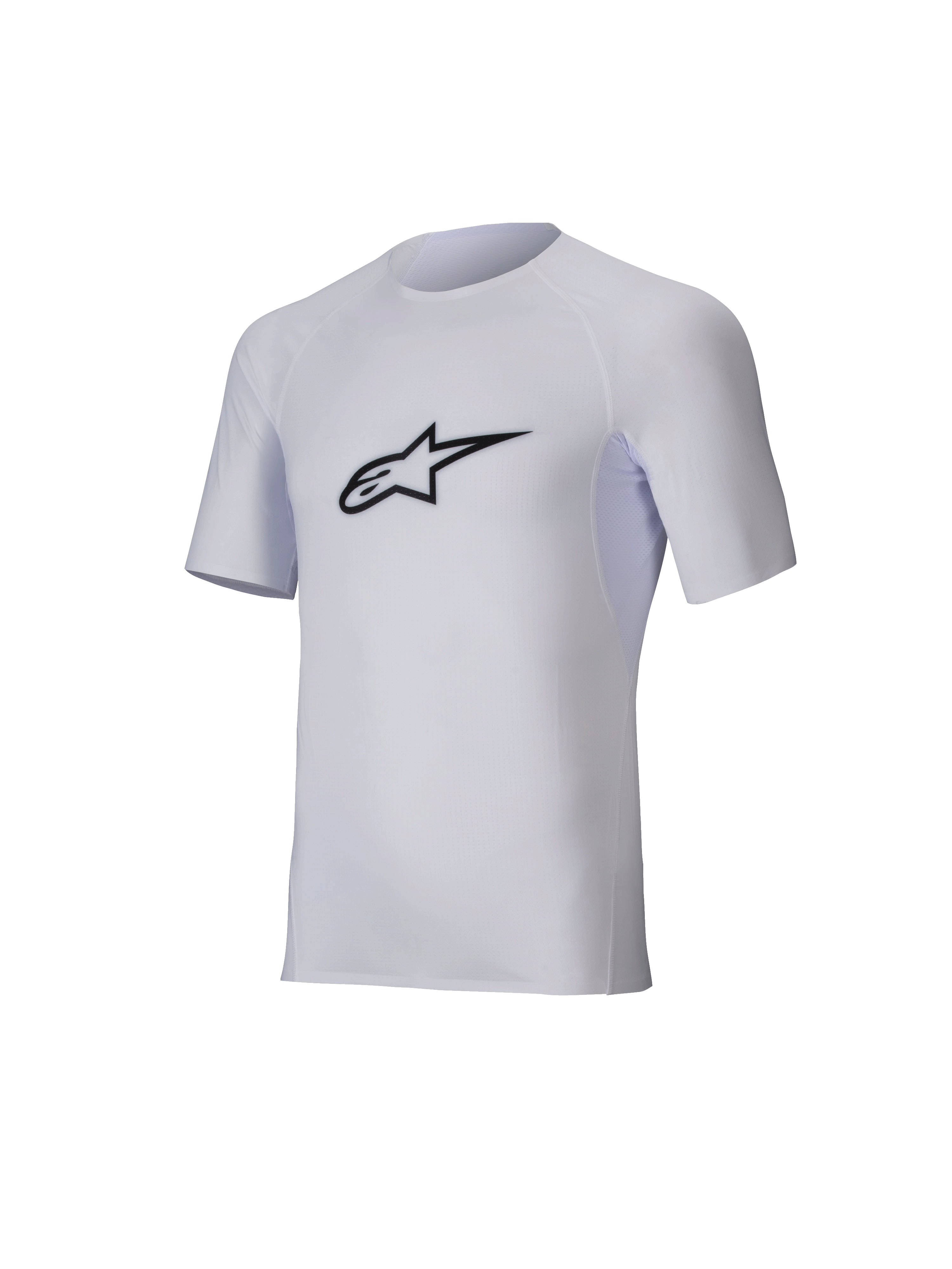 Alpinestars Tech KX Sim Top, Kurzarm-Karting-Baselayer, Weiß, schwarzes Astar-Logo auf der Brust, leichtes Stretch-Mesh mit ergonomischen Schnitten, technische Performance-Ausrüstung