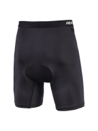 Alpinestars MX Boxer Padded, schwarze gepolsterte Motocross-Funktionsshorts, Rückansicht mit Chamois-Sitzpolsterung mit variabler Dichte, elastischer Bund mit Markenschriftzug, ergonomische Stretch-Konstruktion für hohen Tragekomfort beim Offroad-Fahren