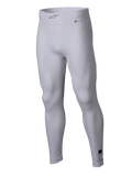 Alpinestars ZX Evo V3 Bottom, weiße Auto-Rennunterhose, flammenresistente Kompressions-Leggings, mit Alpinestars-Logo am elastischen Bund und Zertifizierungsetiketten, leichtes Stretchgewebe für Motorsport-Performance