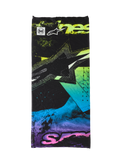 Alpinestars Buff Ignite Neck Tube, Schlauchtuch, Schwarz mit abstrakten Grafiken in fluoreszierendem Pink, Gelb, Blau und Lila, mit Alpinestars Stern-Logo und Buff-Branding, nahtloser, leichter Halsschutz zum Motorradfahren