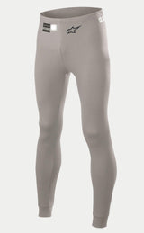 Alpinestars Race V2 Unterteil FIA, Auto-Rennsport-Basisschicht-Hose, Mittelgrau, mit schwarzem Stern-Logo auf dem Bein und FIA-Homologationslabel am Bund, leichtes, flammhemmendes Material mit Bündchen an den Knöcheln.