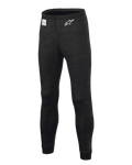 Alpinestars Race V3 Bottom, Auto-Rennsport-Funktionsunterhose, Schwarz, mit flammhemmendem strukturiertem Gewebe, weißem Stern-Logo auf dem Oberschenkel, FIA-Zertifizierungsetikett am Bund, lange technische Funktionsunterwäsche für den professionellen Motorsport