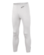 Alpinestars Race V3 Unterteil, Auto-Rennsport-Basisschicht-Hose, Weiß, strukturiertes flammhemmendes Material, schwarzes A-Star-Logo auf der Hüfte, gerippte Knöchelbündchen und Taillenbund, leichte technische Funktionsunterwäsche
