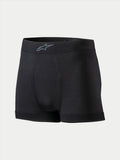 Alpinestars TECH ZX Boxer, Motorsport-Base-Layer-Unterwäsche, Schwarz, mit grauem Alpinestars-Logo am Bund, leichtes, flammhemmendes Gewebe, FIA 8856-2018 zertifizierte Motorsportbekleidung
