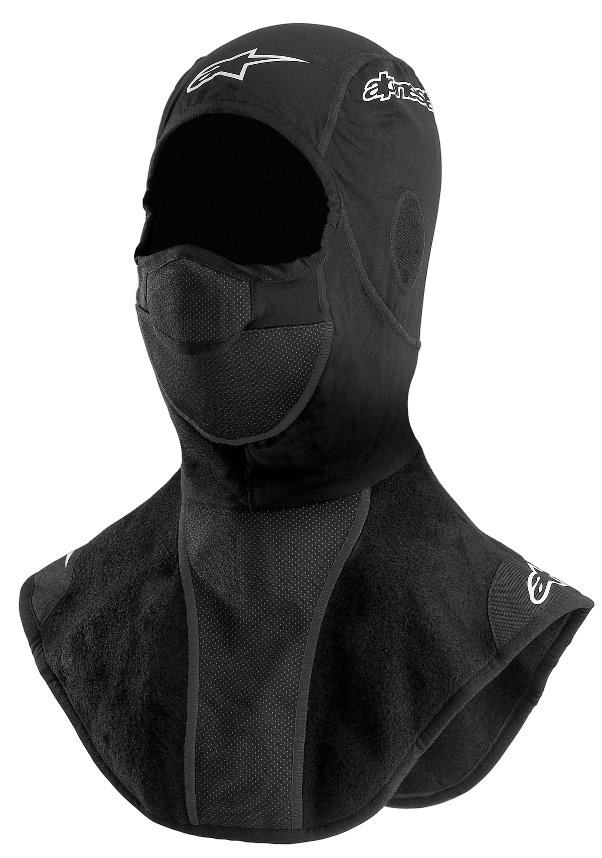 Alpinestars Winter-Sturmhaube, Motorrad-Sturmhaube für Kaltwetterfahrten, Schwarz, mit atmungsaktivem perforiertem Mundbereich und weißem Logodetail