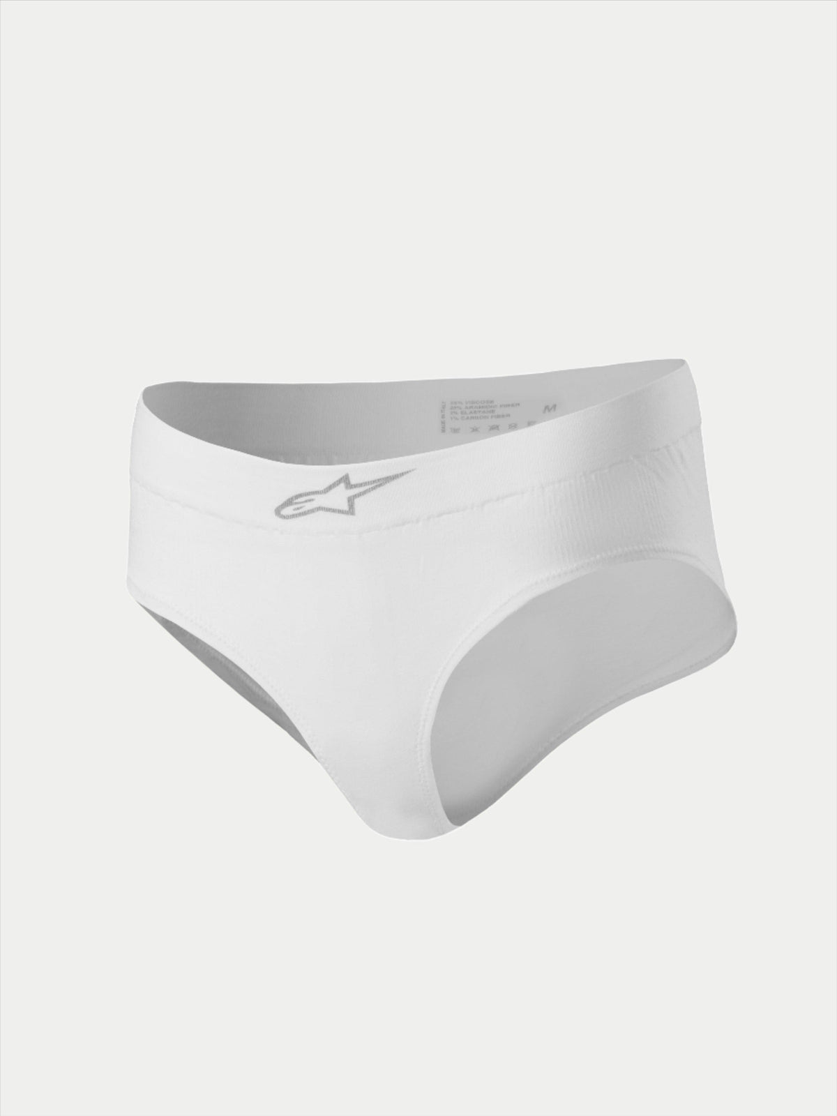 Alpinestars Stella TECH ZX Briefs, Damen-Rennunterwäsche, Weiß, mit einem silbernen Stern-Logo auf dem vorderen Bund, FIA 8856-2018 zertifizierte flammhemmende Funktionsunterwäsche, technische Motorsportbekleidung