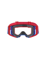 Alpinestars Supertech Corp Goggles, Motocross-Brille, Rot und Blau mit klarer Scheibe, roter Außenrahmen und blauer Innenrahmen, rotes Band mit wellenförmigem Silikonmuster, Performance-Brille für den Offroad-Rennsport