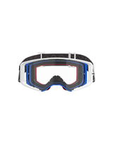 Alpinestars Supertech Corp Goggles, Motocross Goggles, Blue White and Orange with Clear Lens, black strap with white logo, professional off-road racing eyewear with wide field of vision and double-injected frame design