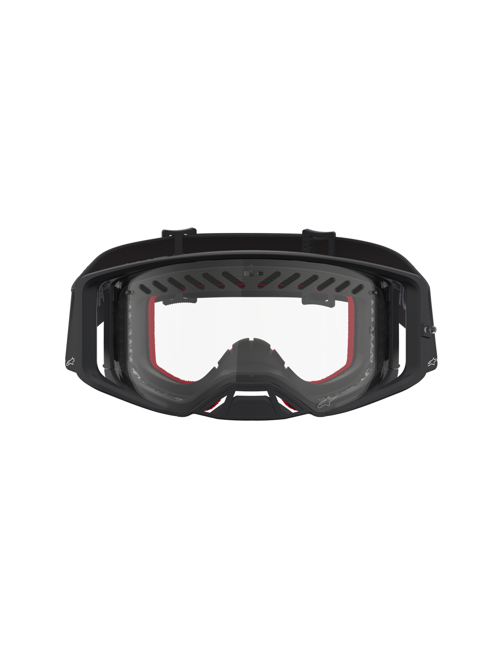 Alpinestars Supertech Dura Air Fluid Schutzbrille, Motocross-Rennbrille, Schwarz und Rot, klare Polycarbonat-Linse, belüfteter Rahmen für optimalen Luftstrom
