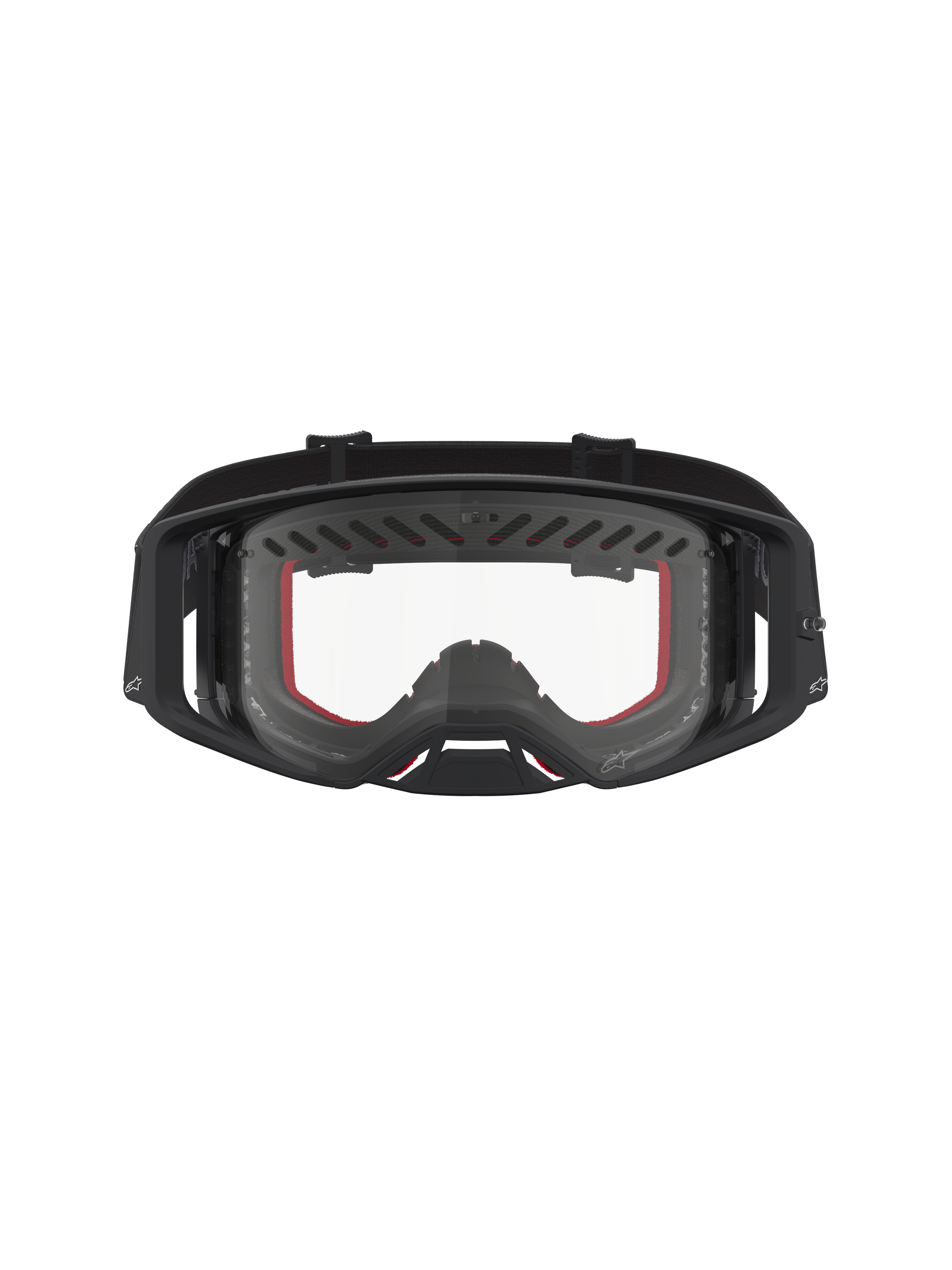 Alpinestars Supertech Dura Air Fluid Schutzbrille, Motocross-Rennbrille, Schwarz und Rot, klare Polycarbonat-Linse, belüfteter Rahmen für optimalen Luftstrom