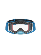 Alpinestars Supertech Dura Air Schutzbrille Fluid in Blau und Grau für Motocross mit einer klaren Scheibe.