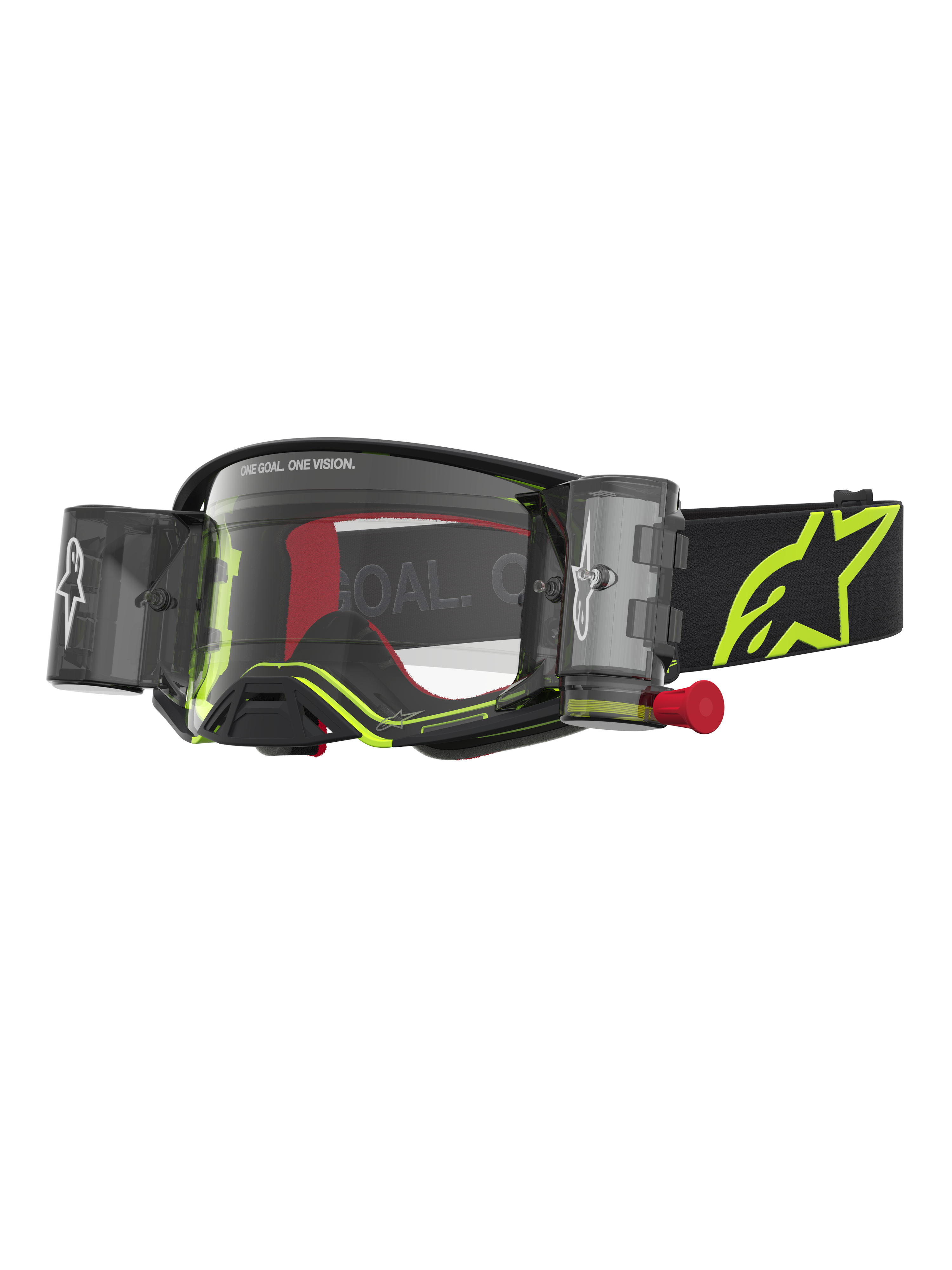 Alpinestars Supertech Firma Roll-Off Schutzbrille, Motocross-Schutzbrille in Schwarz und Gelb Fluo mit Roll-Off-System.