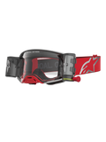 Alpinestars Supertech Firma Schutzbrille Roll-Off, Motocross, Rot und Silber, klare Scheiben, Roll-Off-Kartuschen.