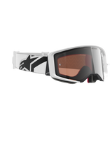 Alpinestars Supertech Corp Brille Absolute Vision, Motocross-Brille, Weiß und Silber verspiegelt, mit weißem Rahmen und reflektierender silberner Scheibe, breitem verstellbarem weißem Band mit markantem schwarzem Stern-Logo, professionelle Offroad-Rennbrille