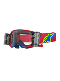 Alpinestars Supertech Corp Goggles Roll-Off, Motocross-Schutzbrille, Rot und Blau mit klarer Linse, integriertes Wide Vision Roll-Off-System, klare spritzgegossene Linse, roter Rahmen mit blauen Akzenten, breites rotes Band mit blauem und gelbem Stern-Logo, professioneller Augenschutz für den Offroad-Rennsport
