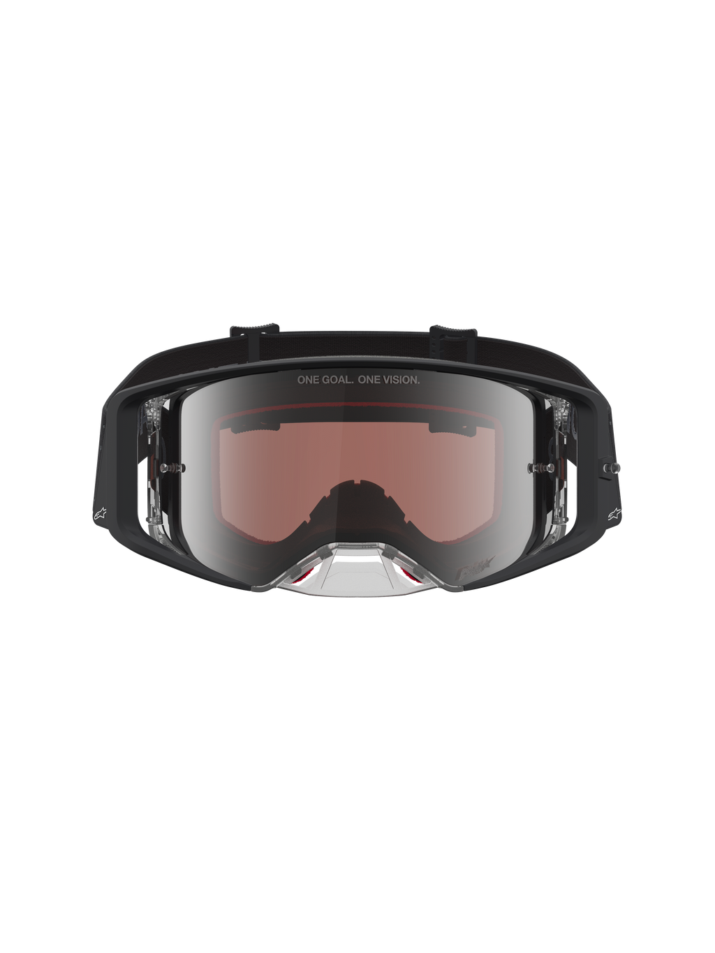 Alpinestars Supertech Schutzbrille Cloak, Motocross-Rennsport, Schwarz und Silber, mit verspiegelter Polycarbonatscheibe.