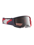 Alpinestars Supertech Hiten Motocross-Schutzbrille, Rahmen in Schwarz und Rot, Silber verspiegeltes Glas und Grafikband.